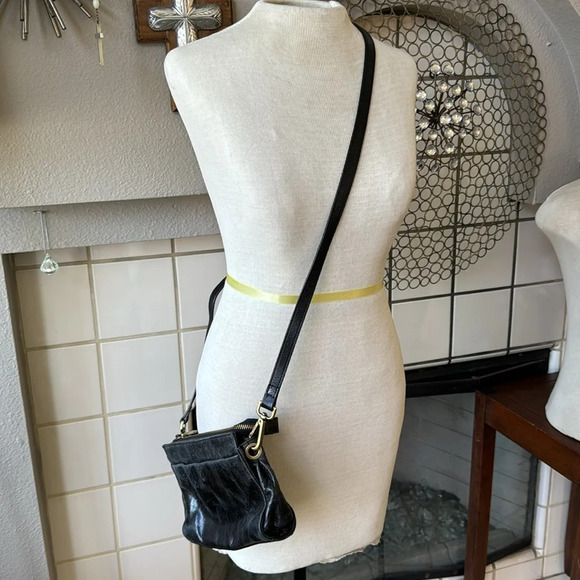 Hobo black leather crossbody bag
